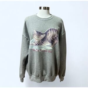 Vintage Jerzees Women’s Large Gray Cat Sweatshirt